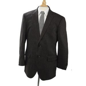 Davide Cenci Mens Brown Herringbone Sport Coat Button Long Sleeve Size 52